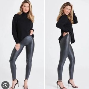 ❤️ NWOT! SPANX FAUX LEATHER PEBBLED HIGH RISE SHAPEWEAR LEGGINGS, SMALL